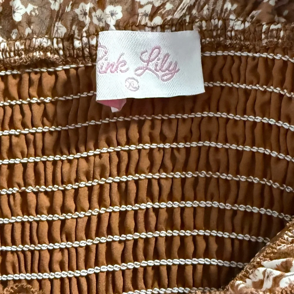Pink Lily | Dresses | Pink Lily Rust Brown Floral Long Sleeve Maxi ...